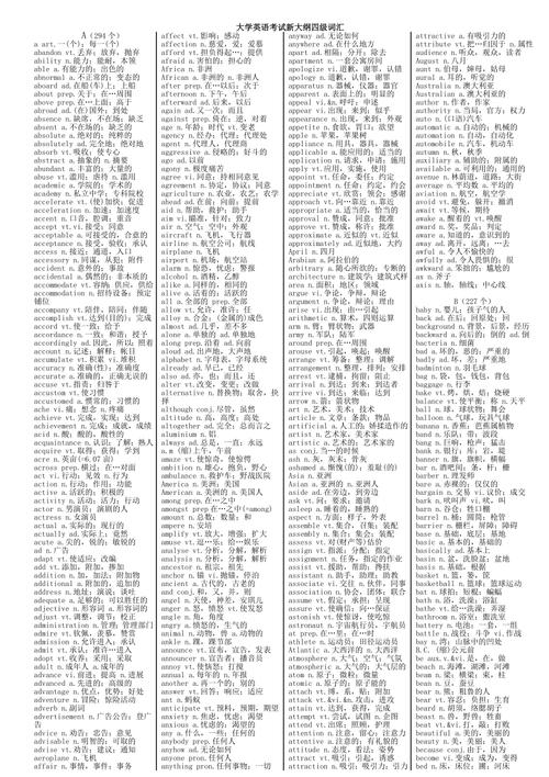 大学英语四级单词-大学英语四级单词词汇表