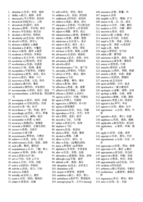 大学英语四级词汇-大学英语四级词汇电子版